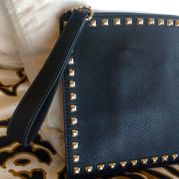 Carlos Santana Black Clutch With Silver Studs - Picture 4 of 16